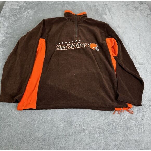 Vintage Cleveland Browns NFL 1/4 Zip Fleece Pullover Jacket Men's Size Medium - Picture 1 of 10